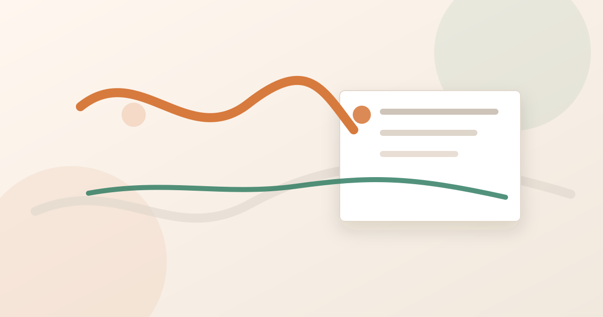 Lound editorial illustration of a stress waveform gradually settling into a calmer voice journal card after a hard week.